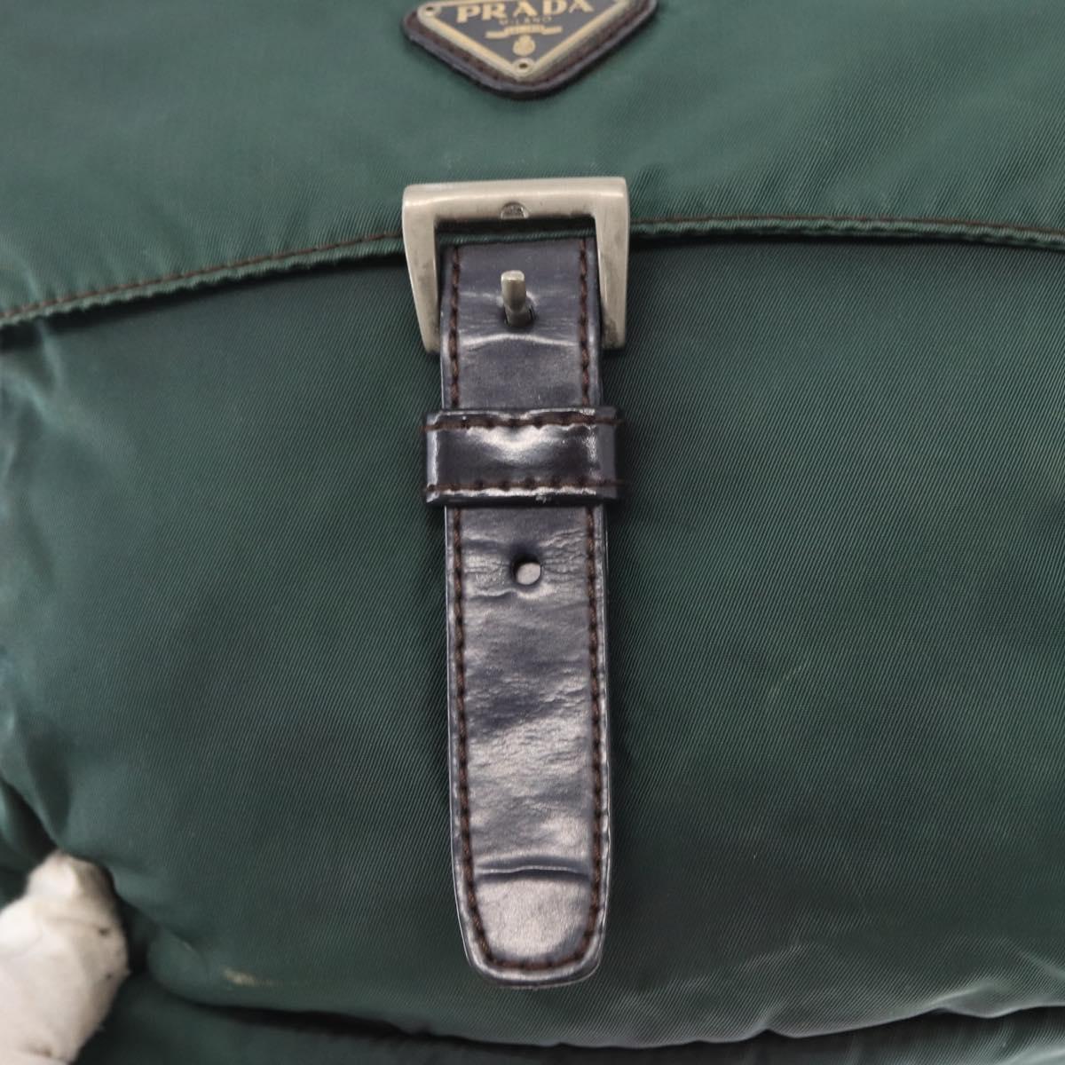 PRADA Shoulder Bag Nylon Green Silver Auth 156244