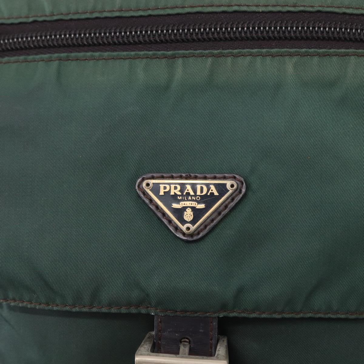 PRADA Shoulder Bag Nylon Green Silver Auth 156244