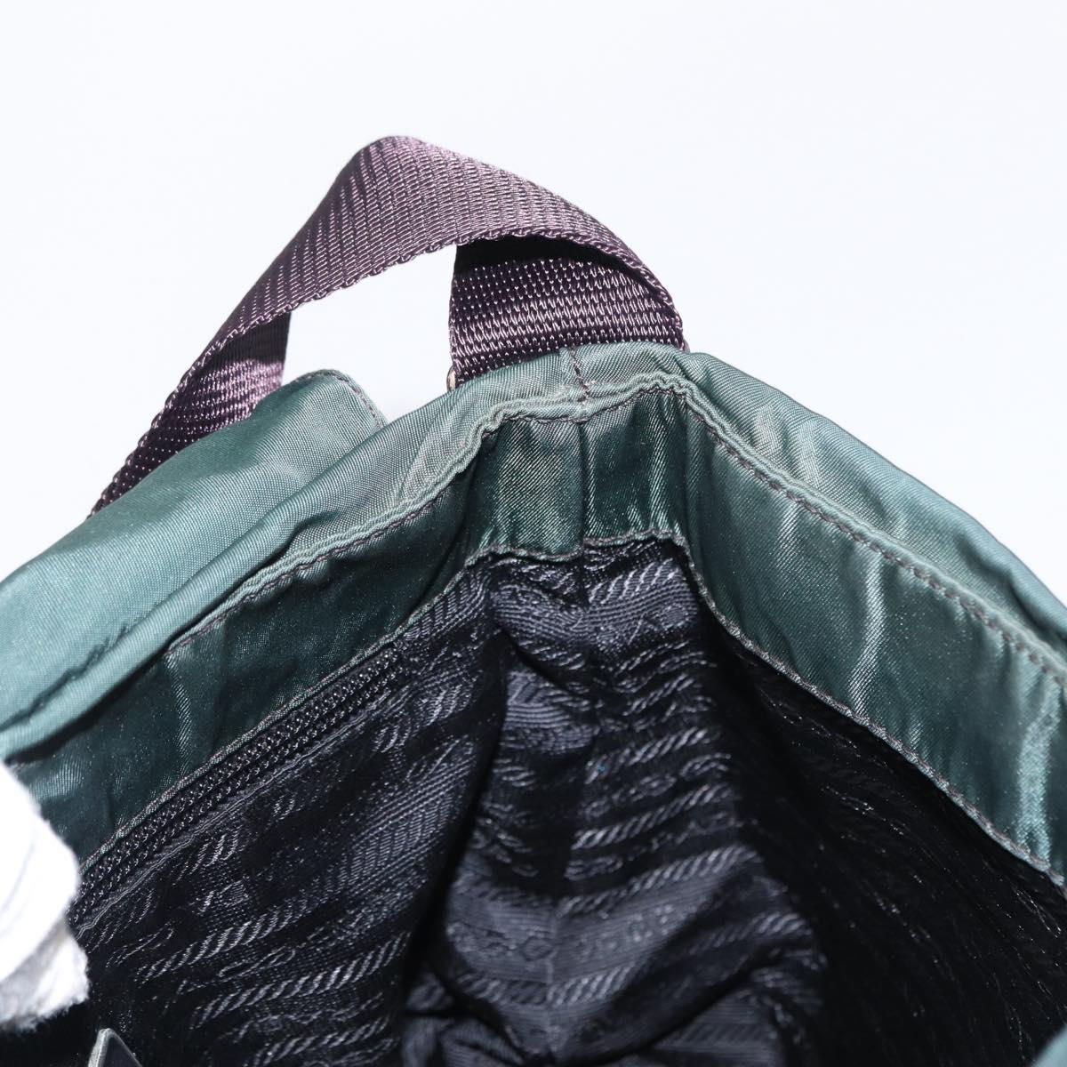 PRADA Shoulder Bag Nylon Green Silver Auth 156244