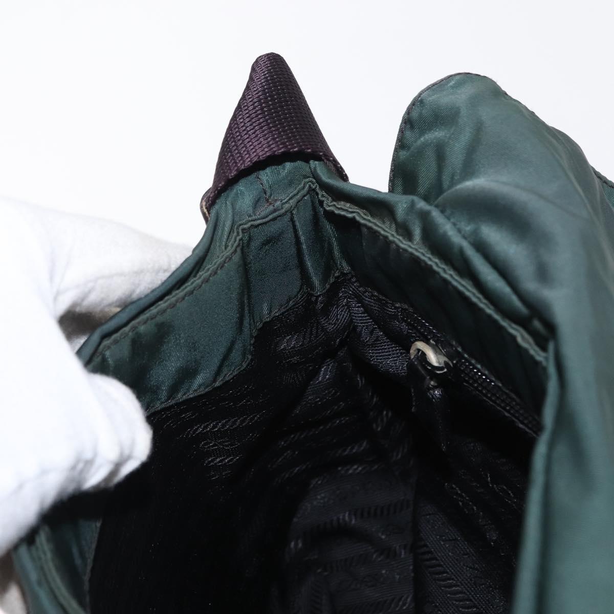 PRADA Shoulder Bag Nylon Green Silver Auth 156244