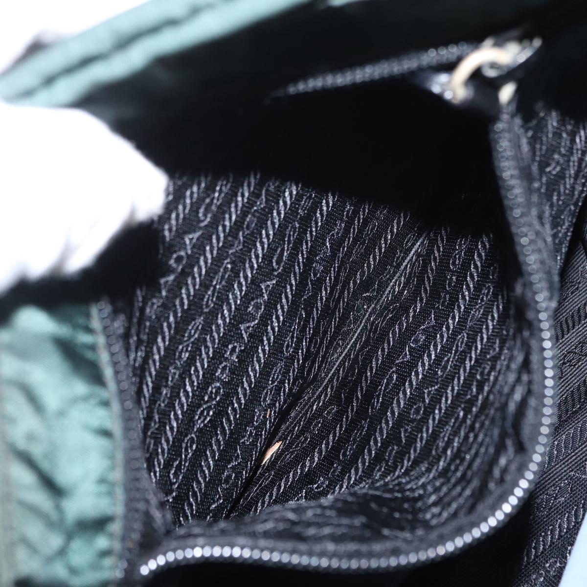 PRADA Shoulder Bag Nylon Green Silver Auth 156244
