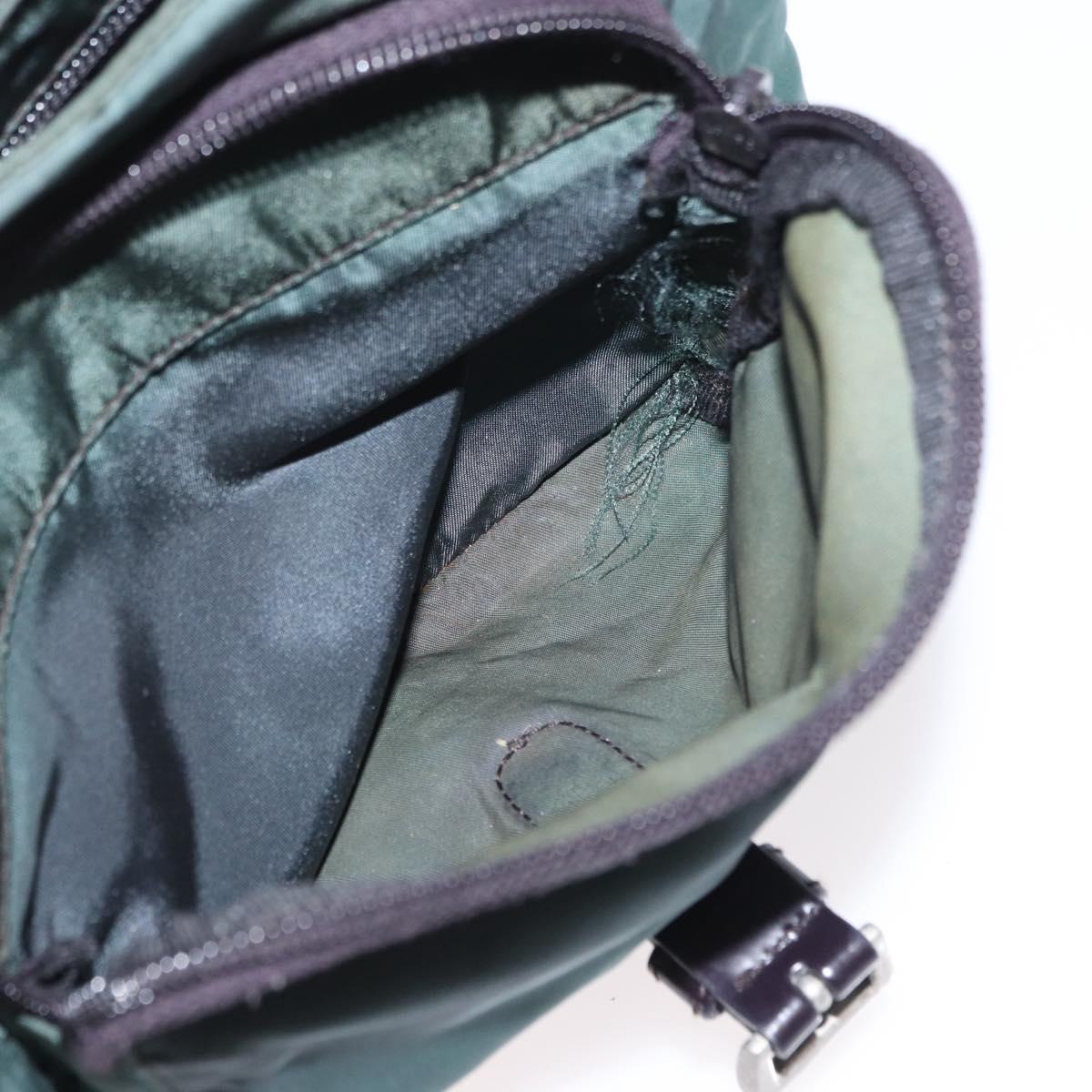 PRADA Shoulder Bag Nylon Green Silver Auth 156244