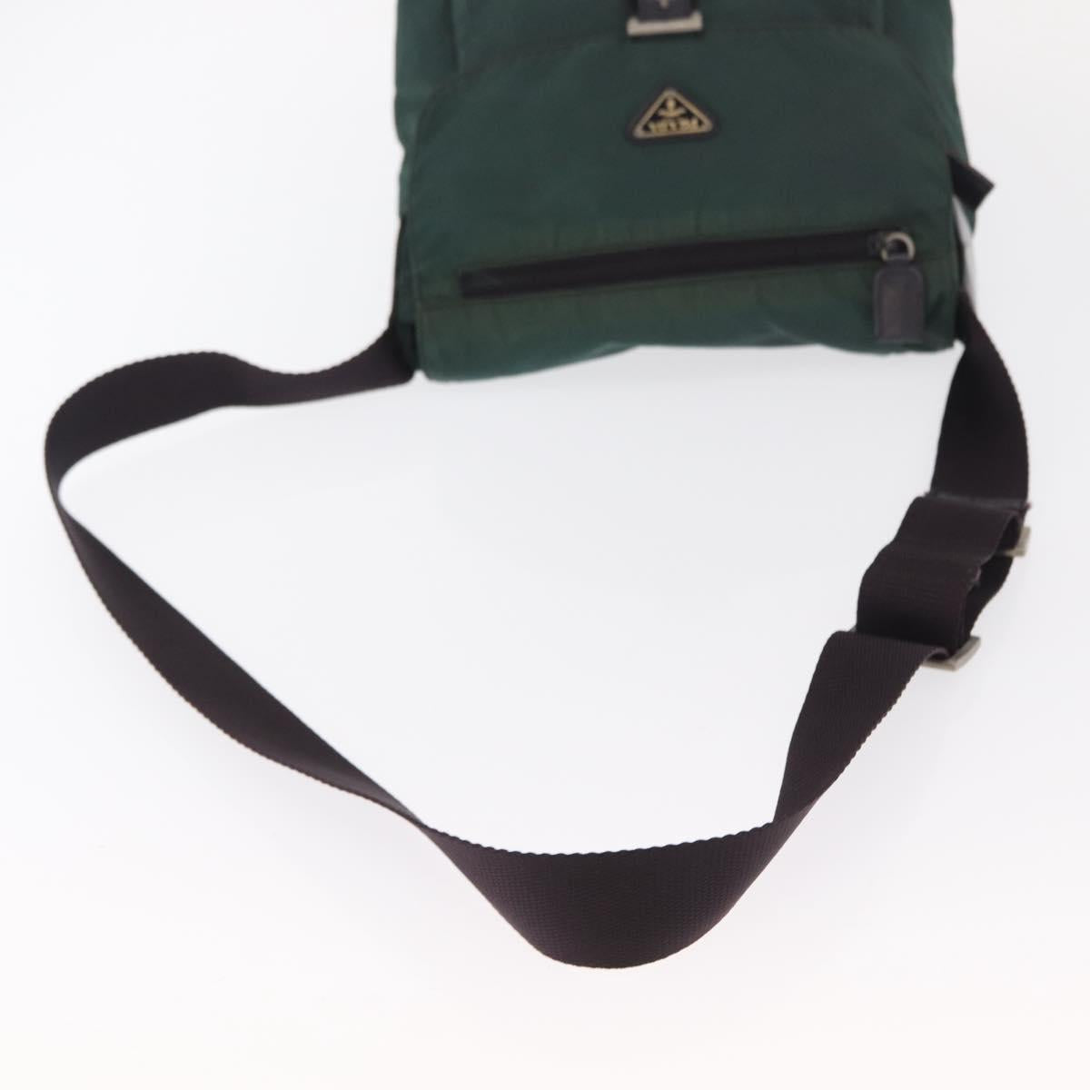 PRADA Shoulder Bag Nylon Green Silver Auth 156244