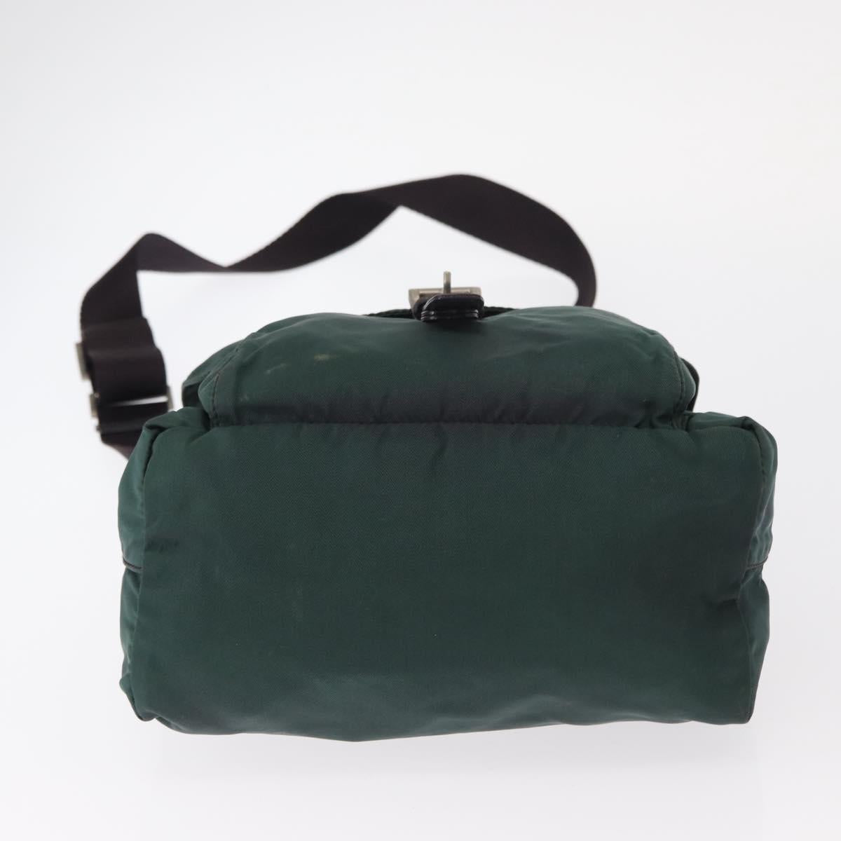 PRADA Shoulder Bag Nylon Green Silver Auth 156244