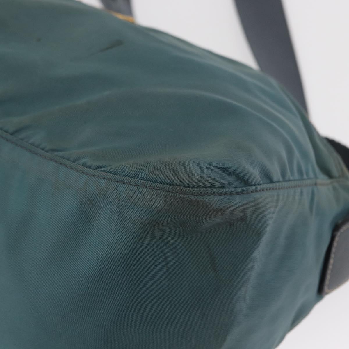 PRADA Shoulder Bag Nylon Green Gold Auth 156245