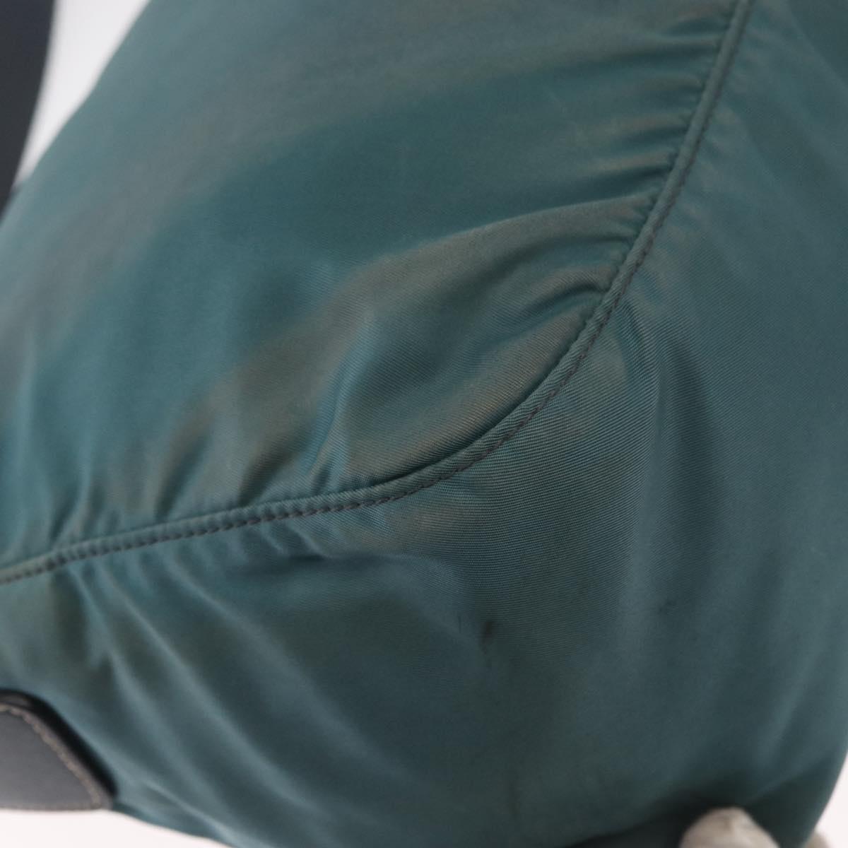 PRADA Shoulder Bag Nylon Green Gold Auth 156245