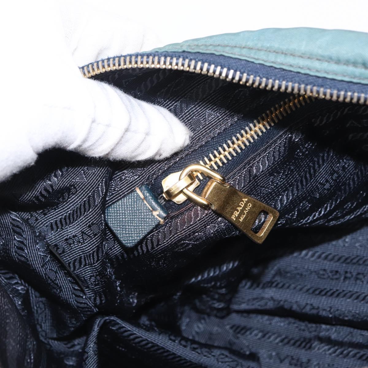 PRADA Shoulder Bag Nylon Green Gold Auth 156245