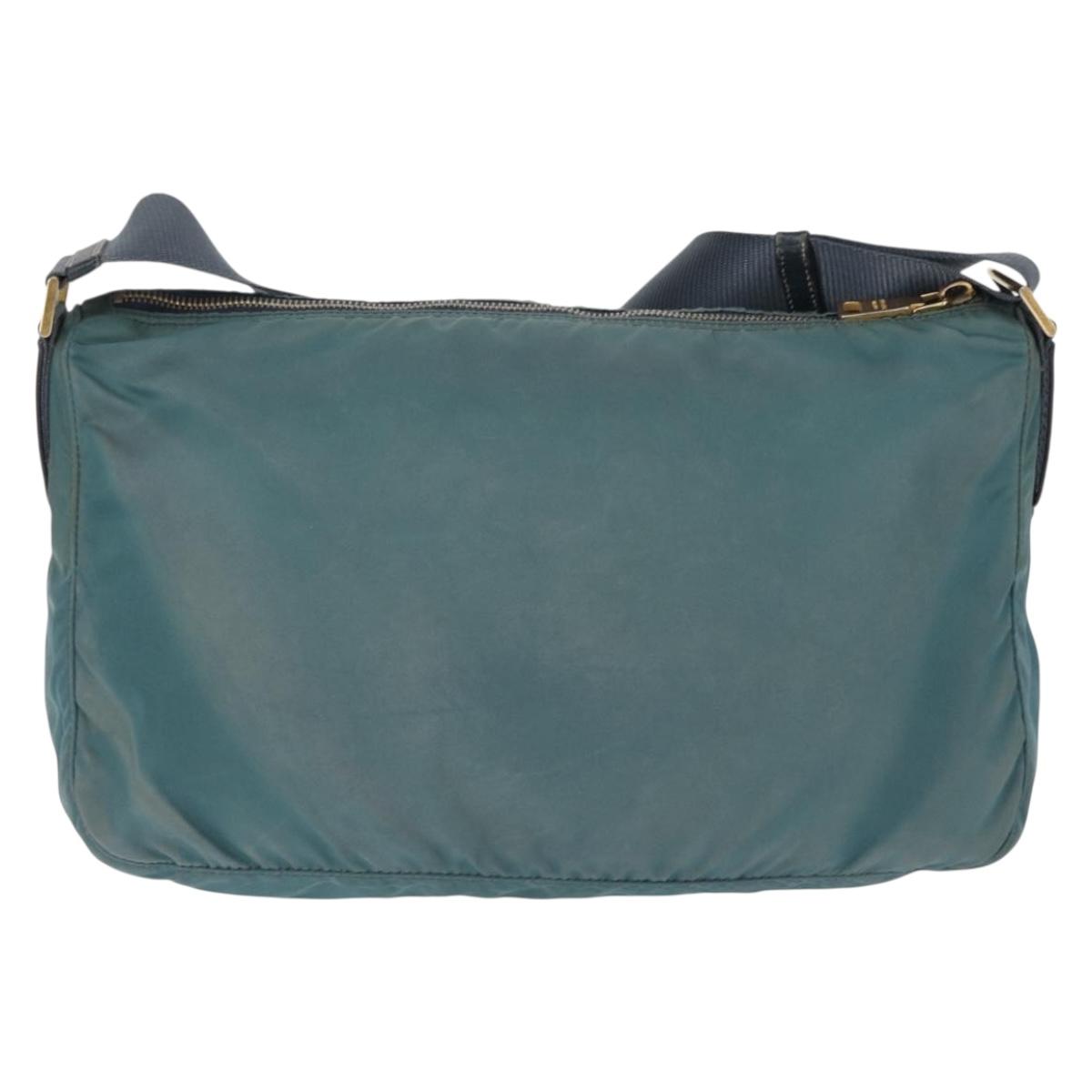 PRADA Shoulder Bag Nylon Green Gold Auth 156245