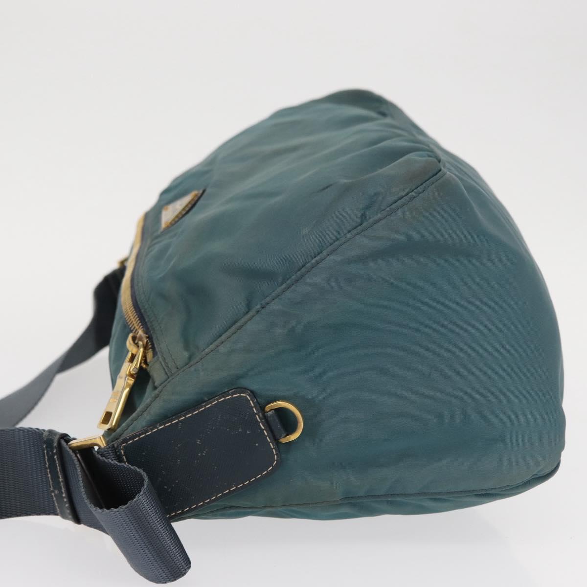 PRADA Shoulder Bag Nylon Green Gold Auth 156245
