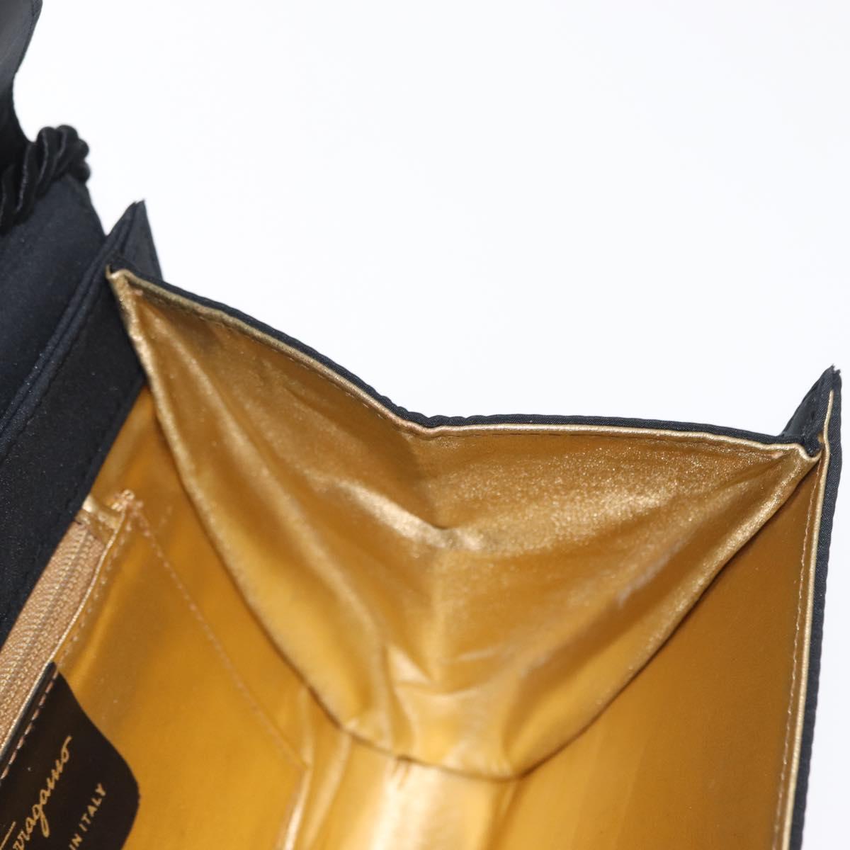 Salvatore Ferragamo Vala Shoulder Bag Nylon Black Gold Auth 156246