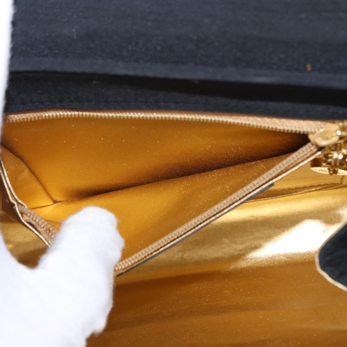 Salvatore Ferragamo Vala Shoulder Bag Nylon Black Gold Auth 156246