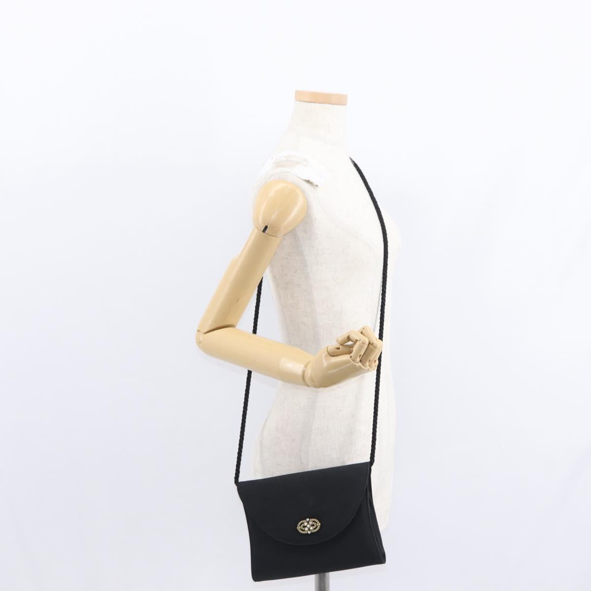 Salvatore Ferragamo Vala Shoulder Bag Nylon Black Gold Auth 156246