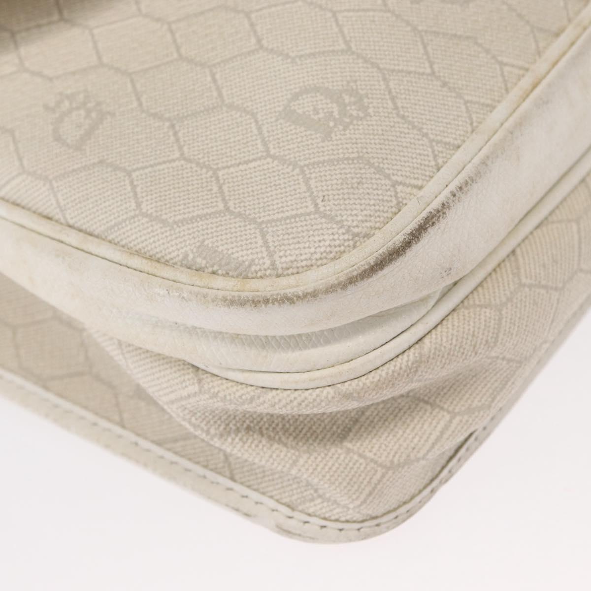 Christian Dior Honeycomb Canvas Shoulder Bag PVC Gold White Auth 156247