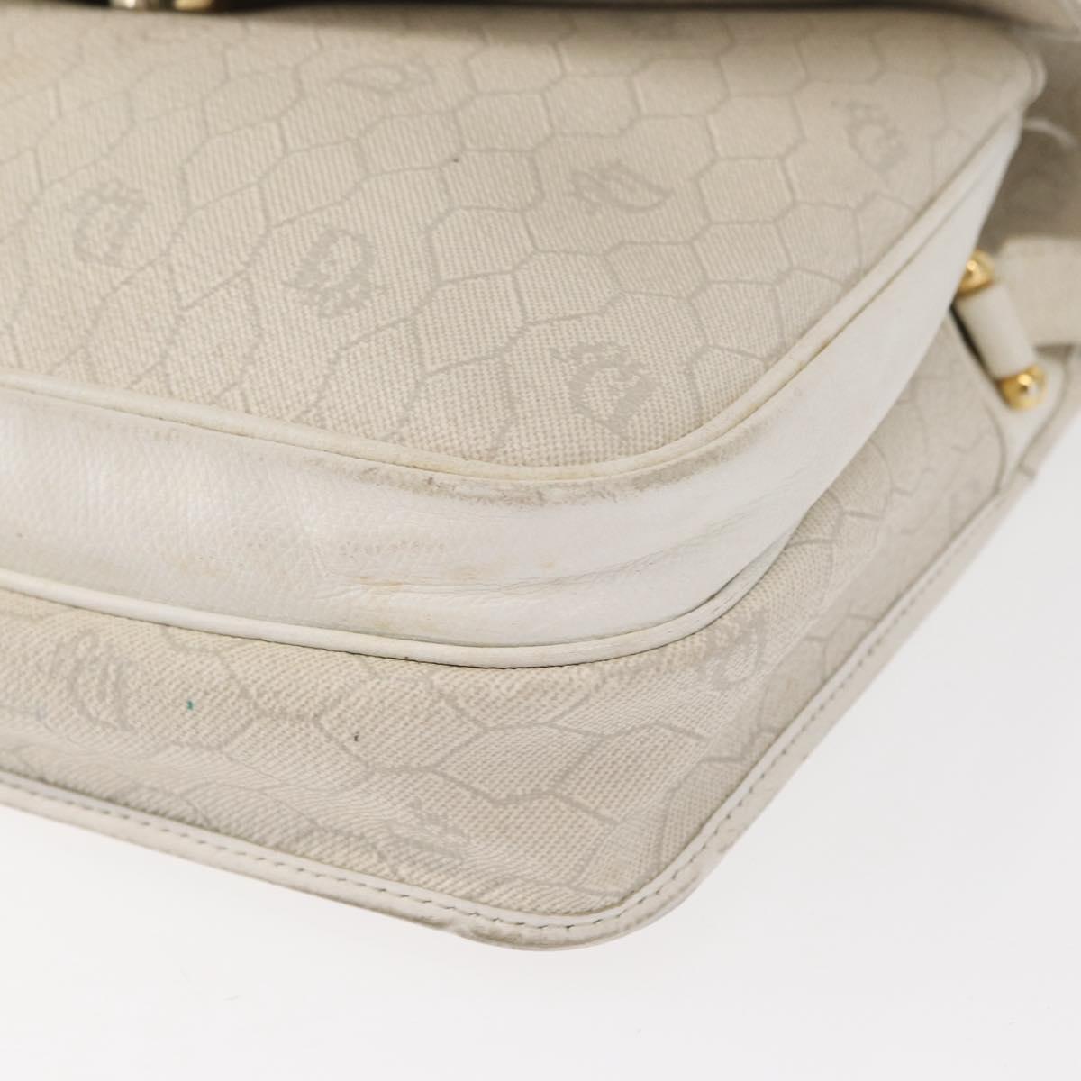 Christian Dior Honeycomb Canvas Shoulder Bag PVC Gold White Auth 156247