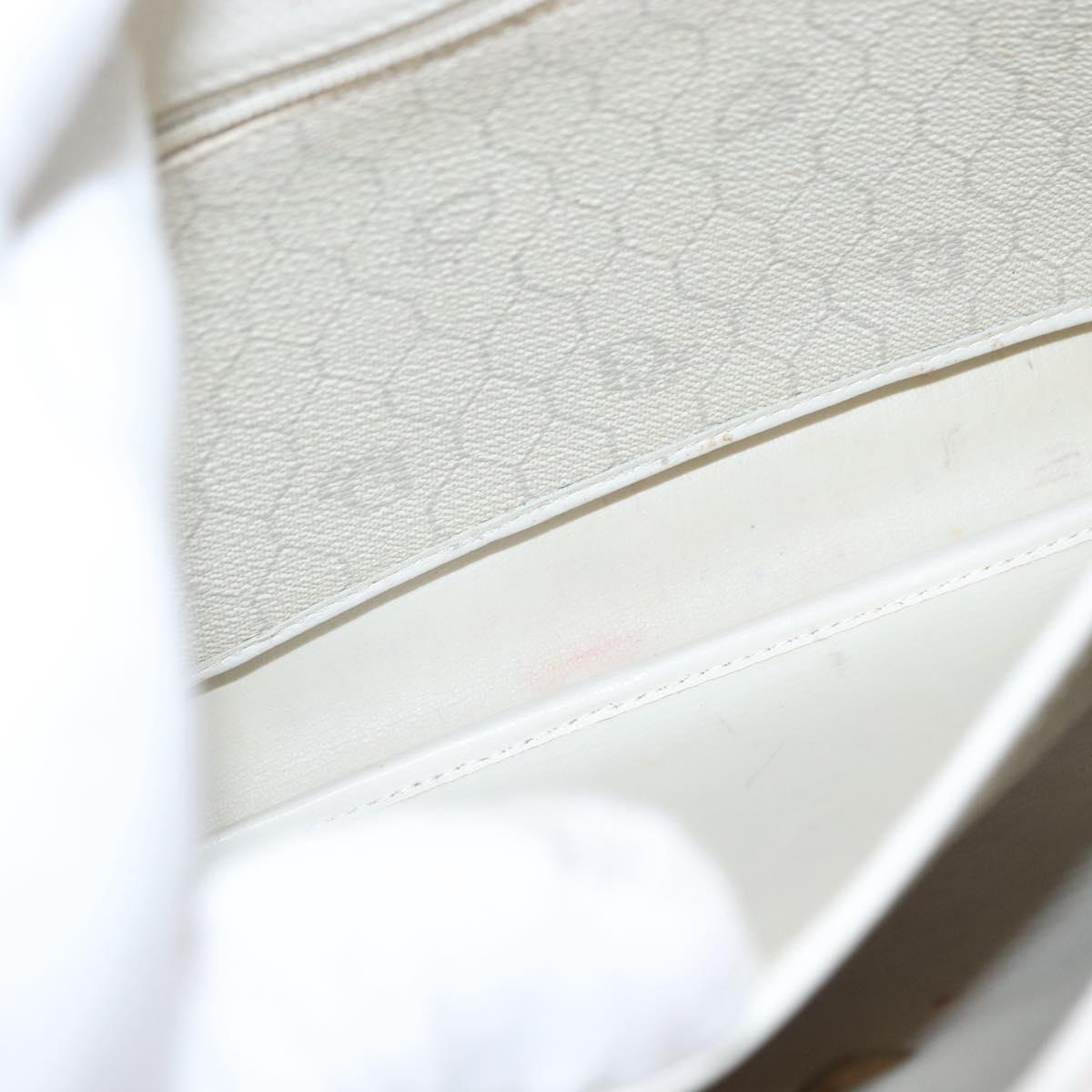 Christian Dior Honeycomb Canvas Shoulder Bag PVC Gold White Auth 156247