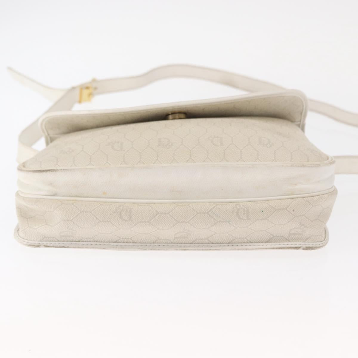 Christian Dior Honeycomb Canvas Shoulder Bag PVC Gold White Auth 156247
