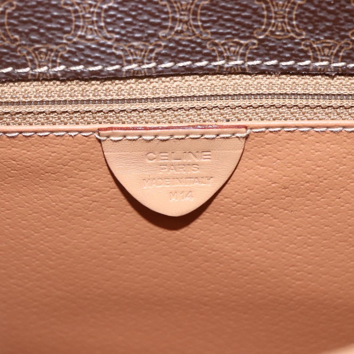 CELINE Macadam Canvas Circle Shoulder Bag PVC Leather Brown Gold Auth 156249V