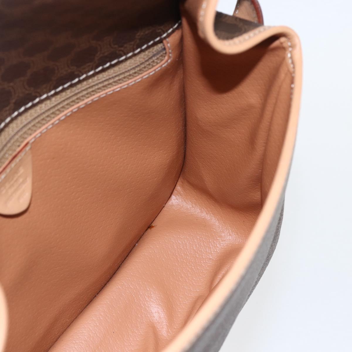 CELINE Macadam Canvas Circle Shoulder Bag PVC Leather Brown Gold Auth 156249V