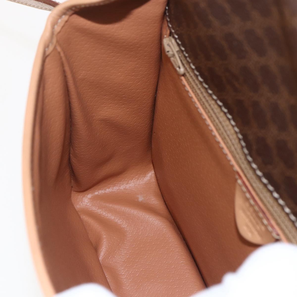 CELINE Macadam Canvas Circle Shoulder Bag PVC Leather Brown Gold Auth 156249V