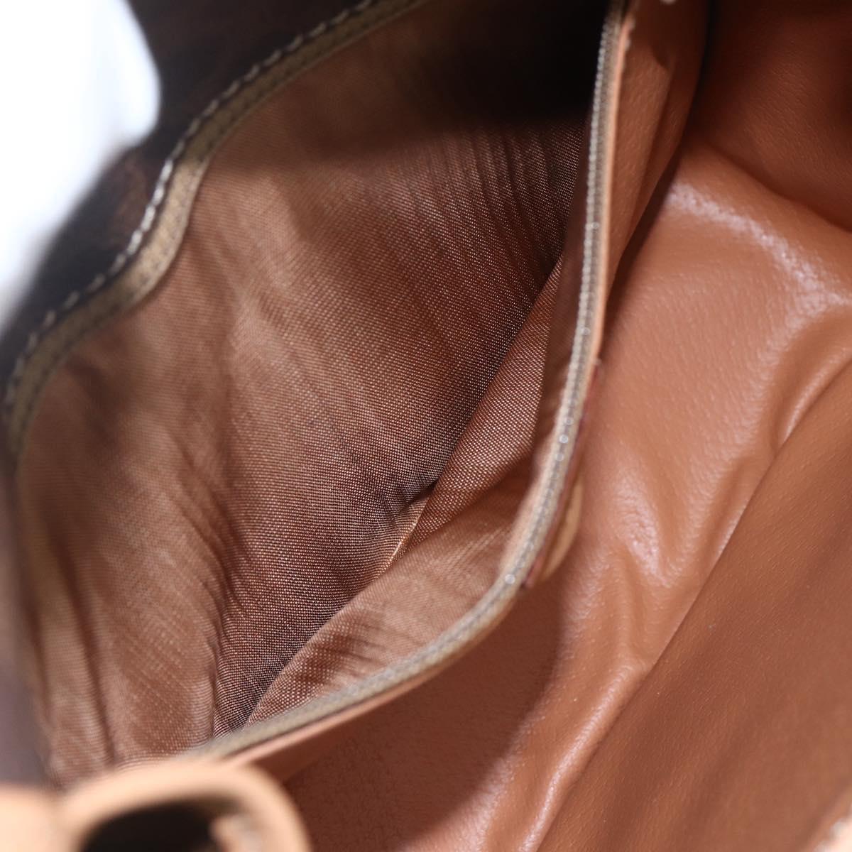 CELINE Macadam Canvas Circle Shoulder Bag PVC Leather Brown Gold Auth 156249V