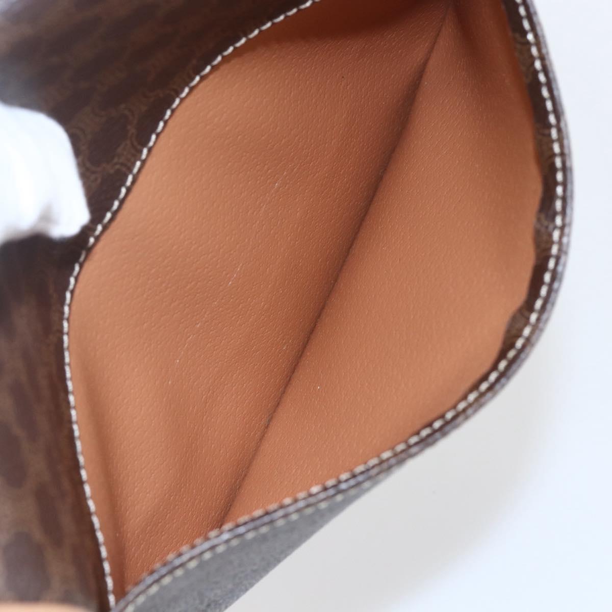 CELINE Macadam Canvas Circle Shoulder Bag PVC Leather Brown Gold Auth 156249V