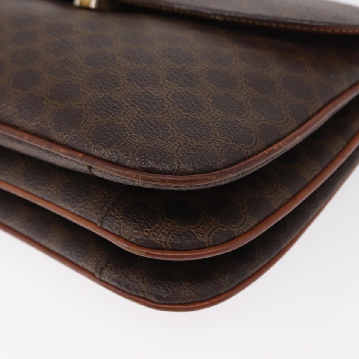 CELINE Macadam Canvas Shoulder Bag PVC Leather Brown Gold Auth 156250