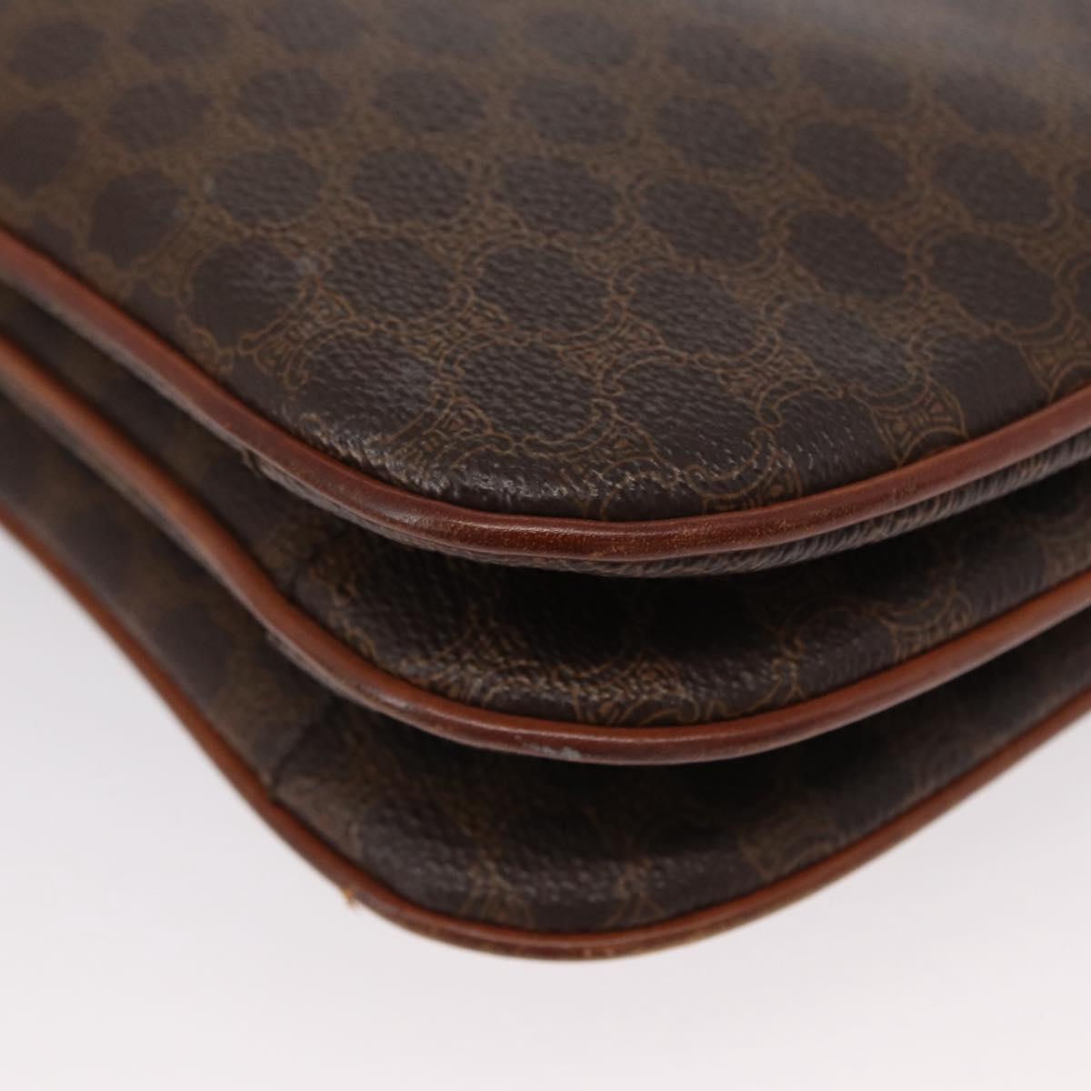 CELINE Macadam Canvas Shoulder Bag PVC Leather Brown Gold Auth 156250