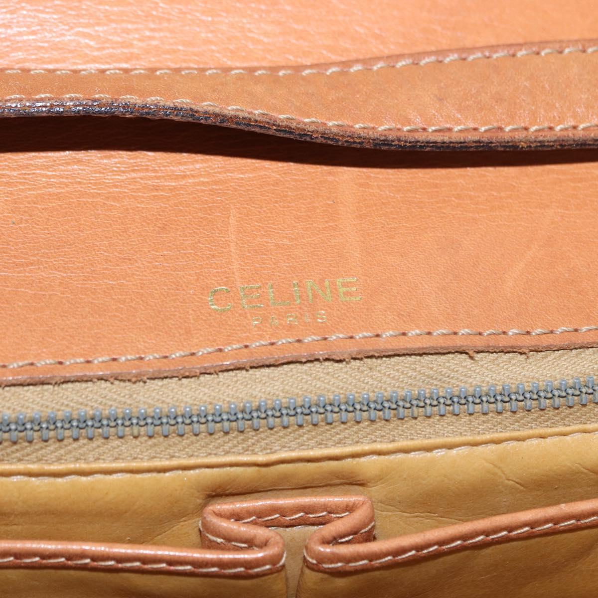 CELINE Macadam Canvas Shoulder Bag PVC Leather Brown Gold Auth 156250