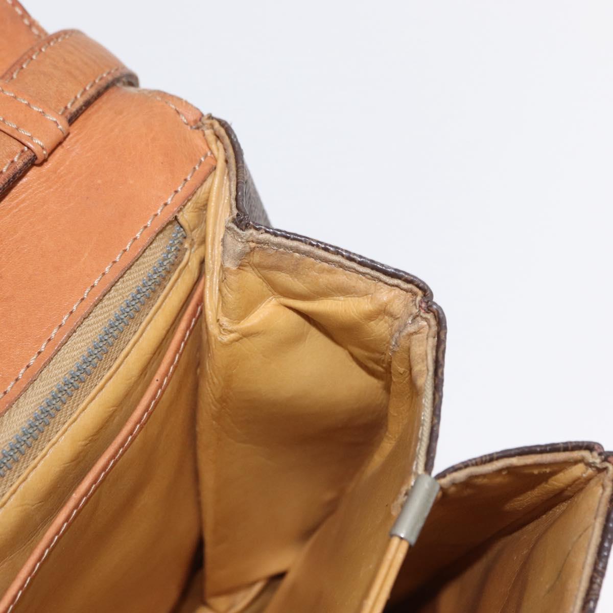 CELINE Macadam Canvas Shoulder Bag PVC Leather Brown Gold Auth 156250