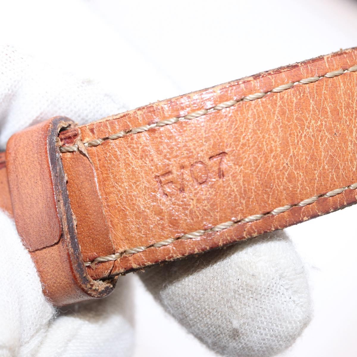 CELINE Macadam Canvas Shoulder Bag PVC Leather Brown Gold Auth 156250