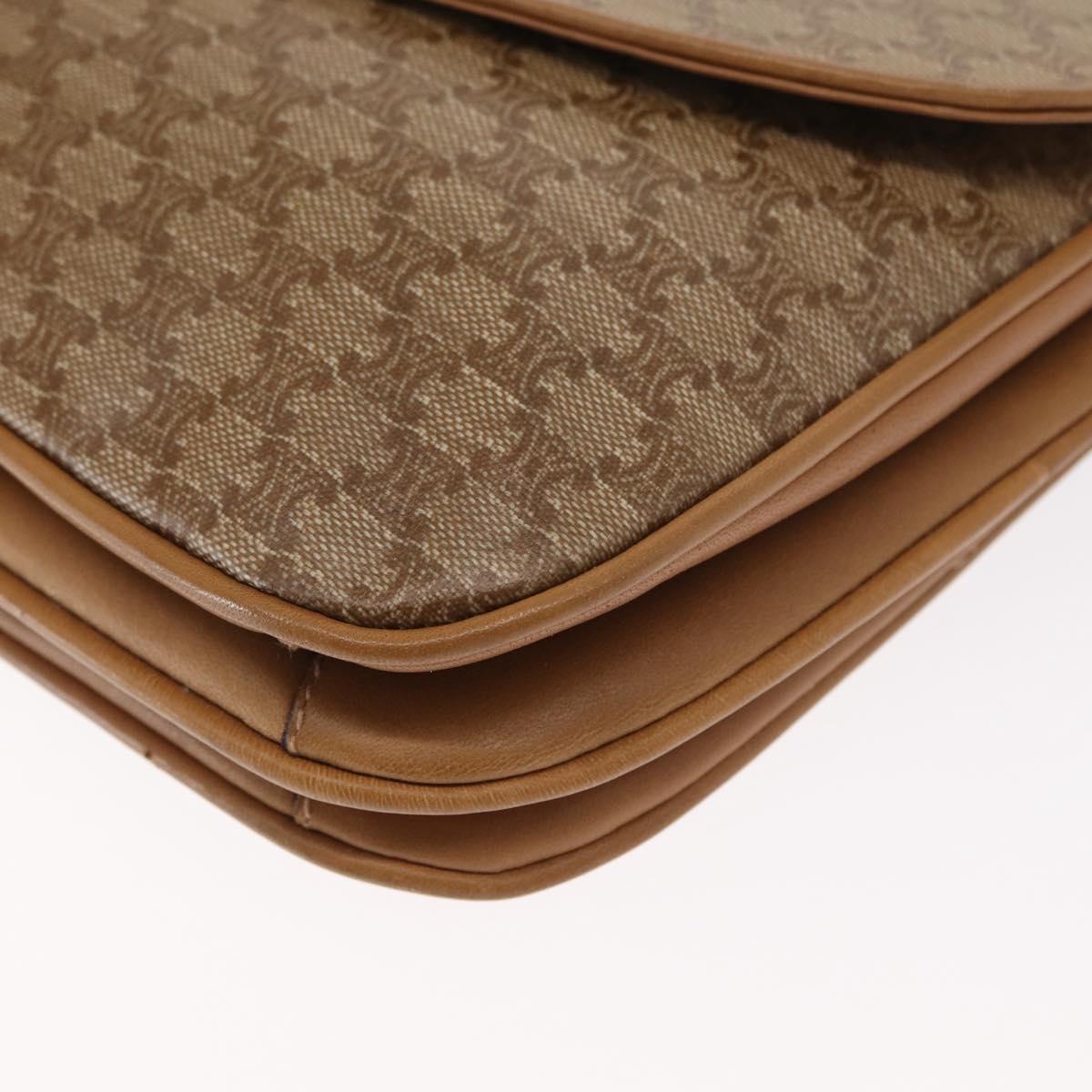 CELINE Macadam Canvas Shoulder Bag PVC Brown Gold Auth 156251