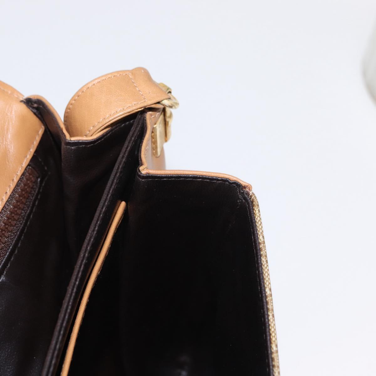 CELINE Macadam Canvas Shoulder Bag PVC Brown Gold Auth 156251