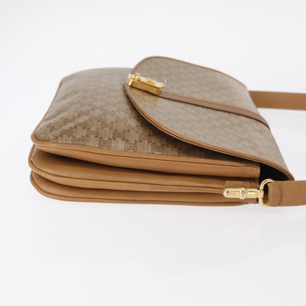 CELINE Macadam Canvas Shoulder Bag PVC Brown Gold Auth 156251