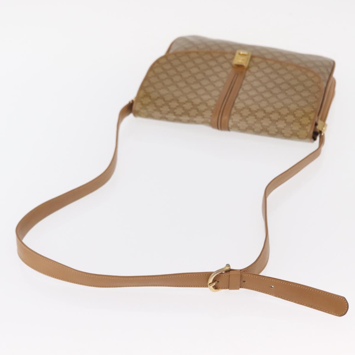 CELINE Macadam Canvas Shoulder Bag PVC Brown Gold Auth 156251
