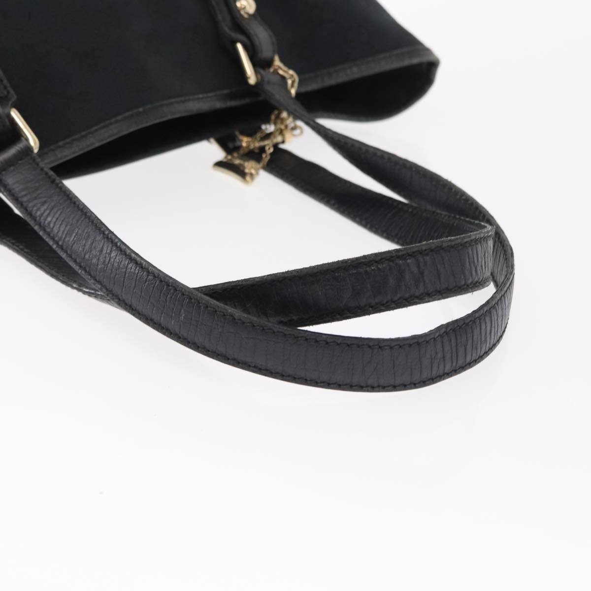 GUCCI GG Canvas Web Sherry Line Tote Bag Black Silver 137396 Auth 156253