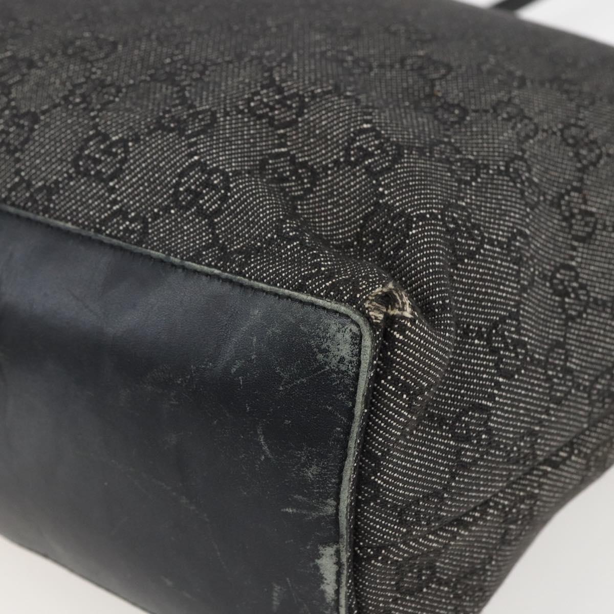 GUCCI GG Canvas Tote Bag Black Silver 31243 Auth 156254