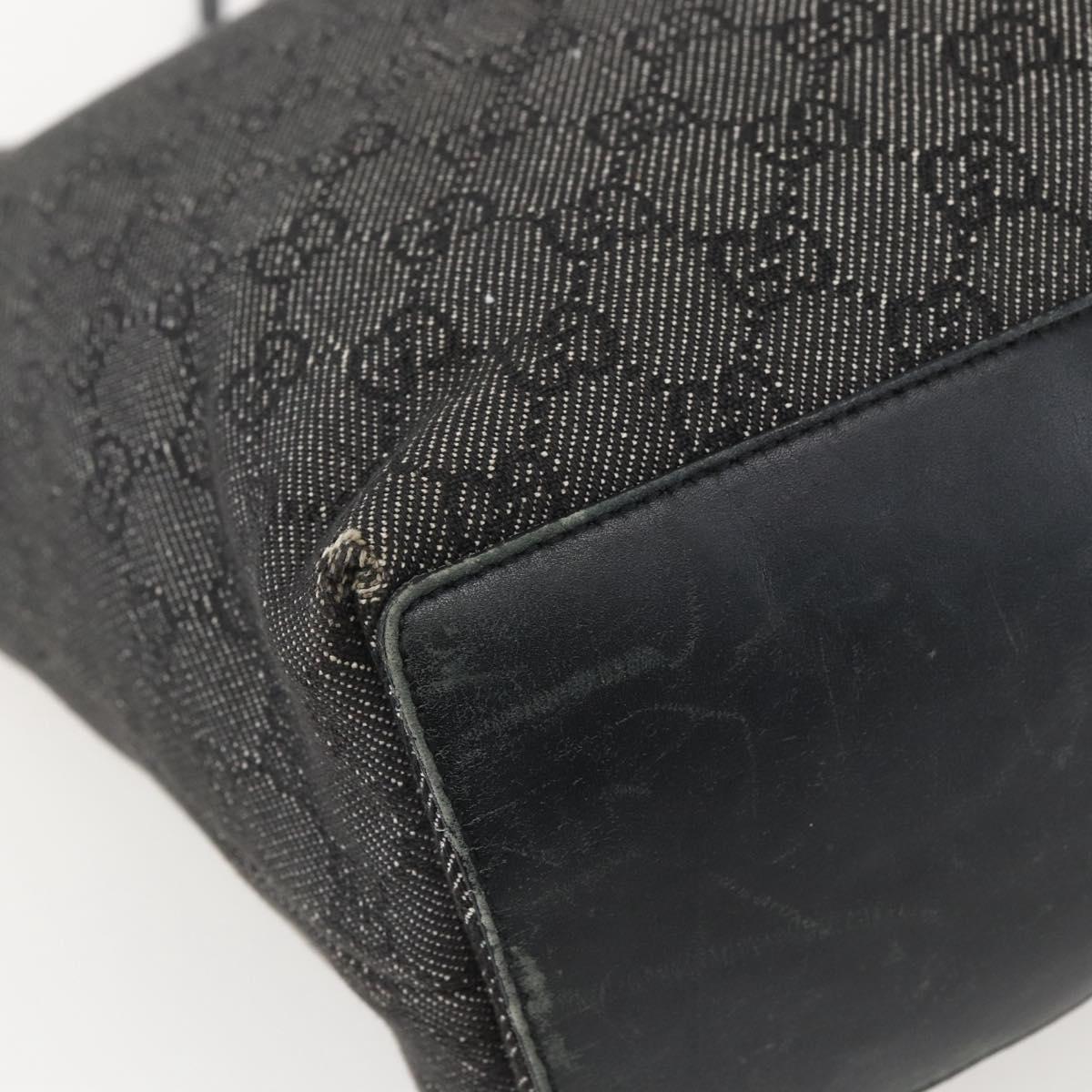 GUCCI GG Canvas Tote Bag Black Silver 31243 Auth 156254