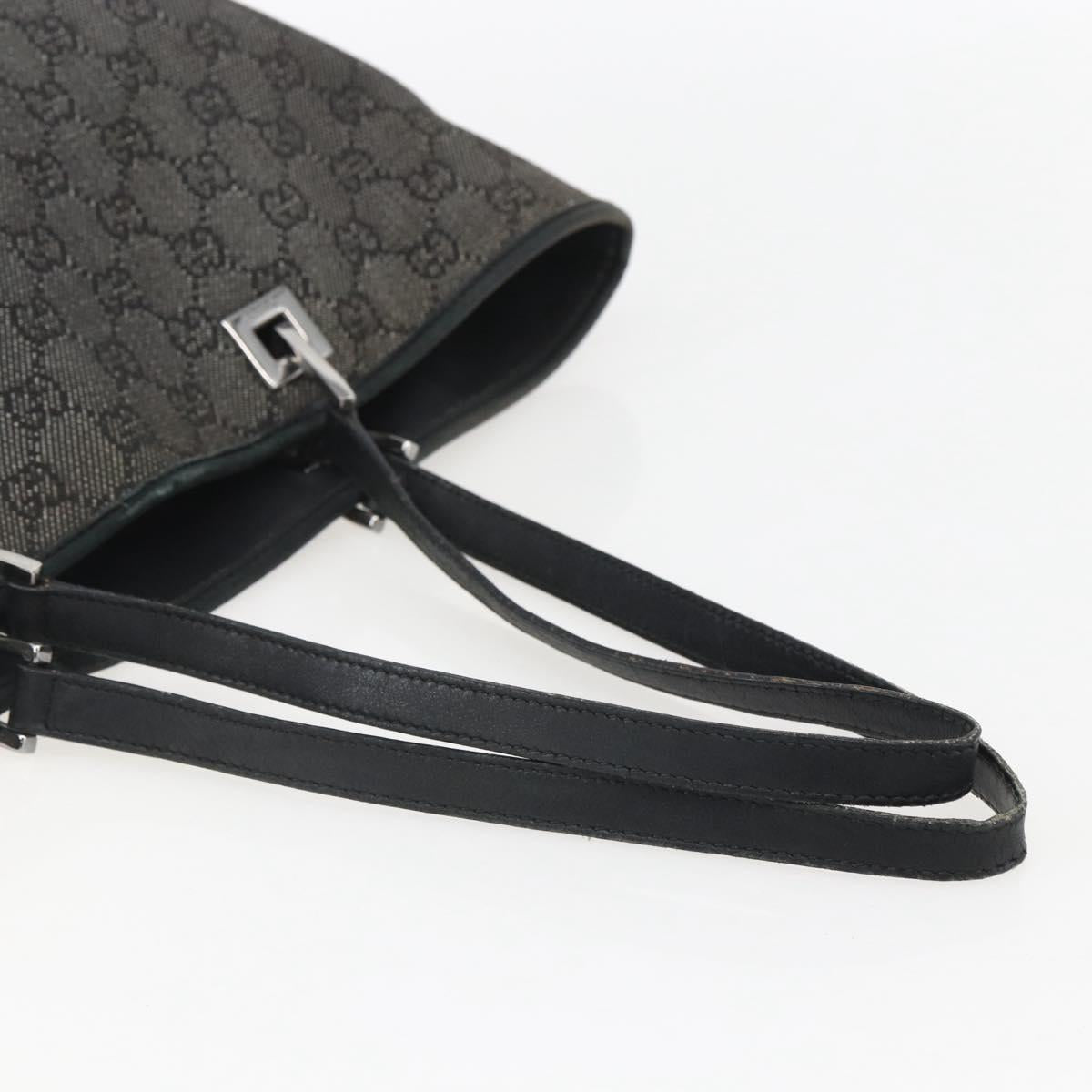 GUCCI GG Canvas Tote Bag Black Silver 31243 Auth 156254