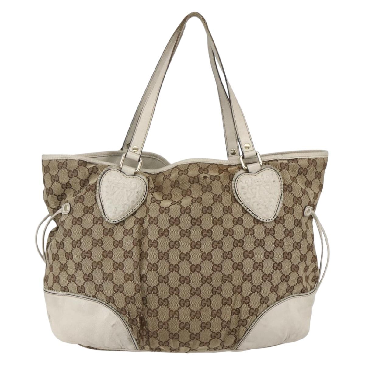 GUCCI GG Canvas Tote Bag Beige Gold 211954 Auth 156255
