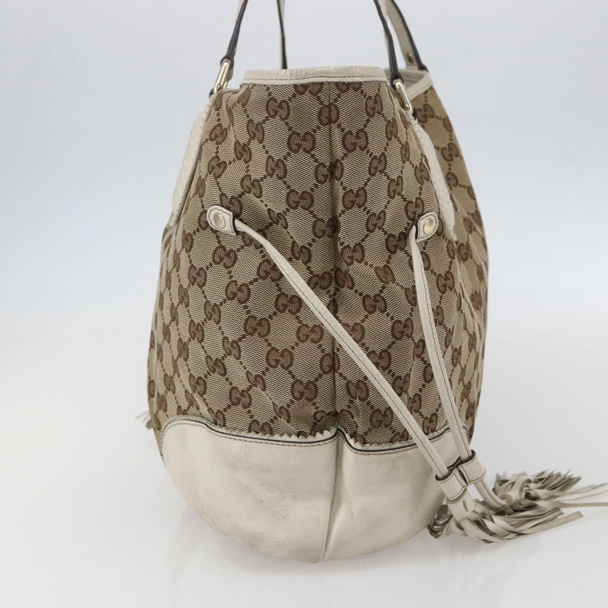 GUCCI GG Canvas Tote Bag Beige Gold 211954 Auth 156255