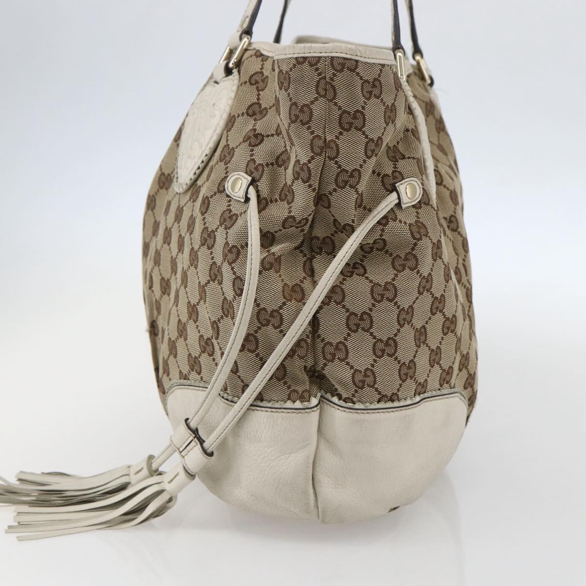GUCCI GG Canvas Tote Bag Beige Gold 211954 Auth 156255