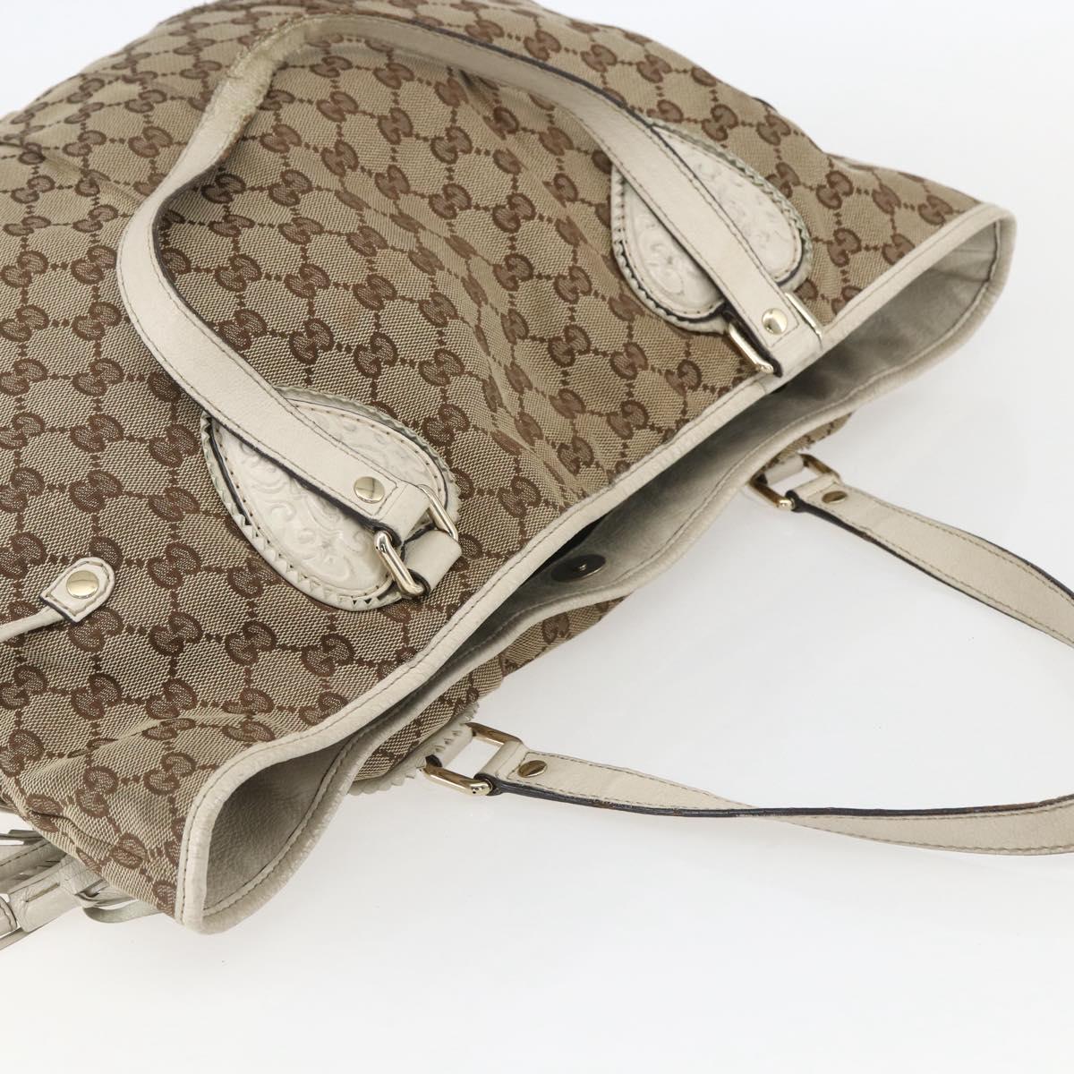 GUCCI GG Canvas Tote Bag Beige Gold 211954 Auth 156255