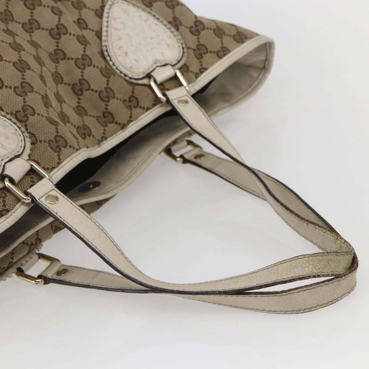 GUCCI GG Canvas Tote Bag Beige Gold 211954 Auth 156255