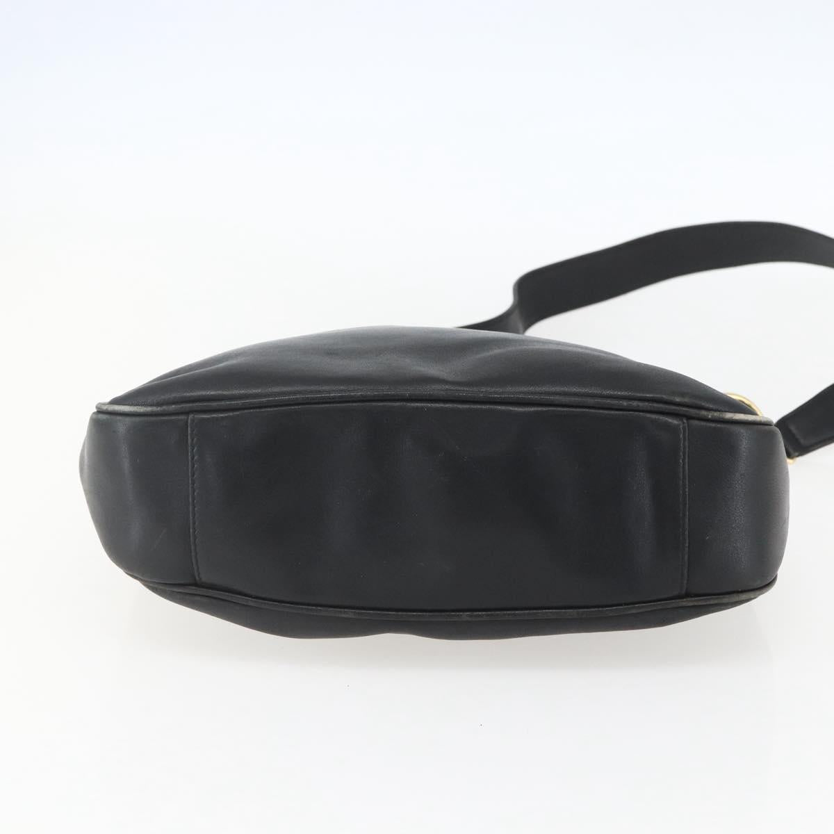 GUCCI Bamboo Hand Bag Leather 2way Black Gold 001 1633 Auth 156256