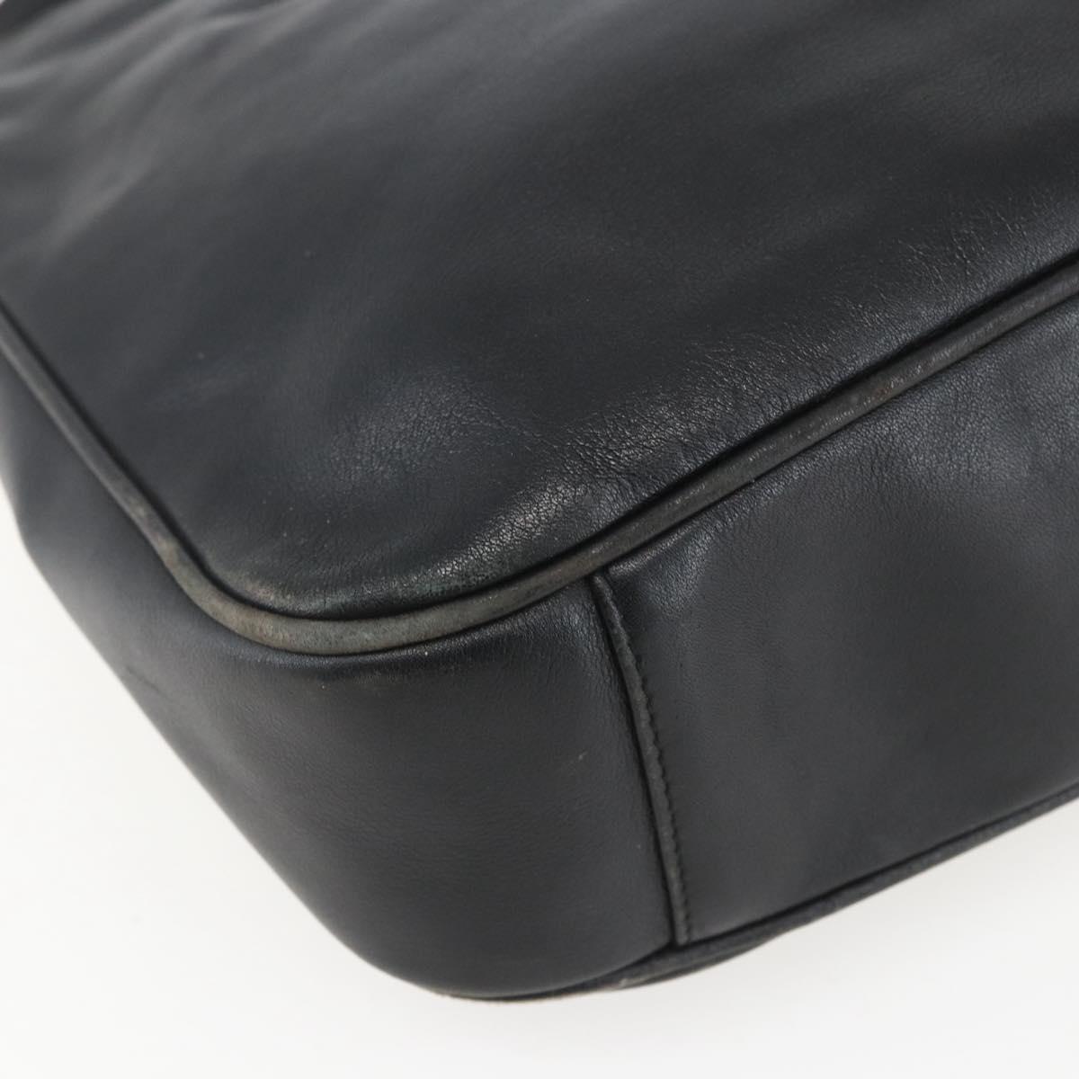 GUCCI Bamboo Hand Bag Leather 2way Black Gold 001 1633 Auth 156256