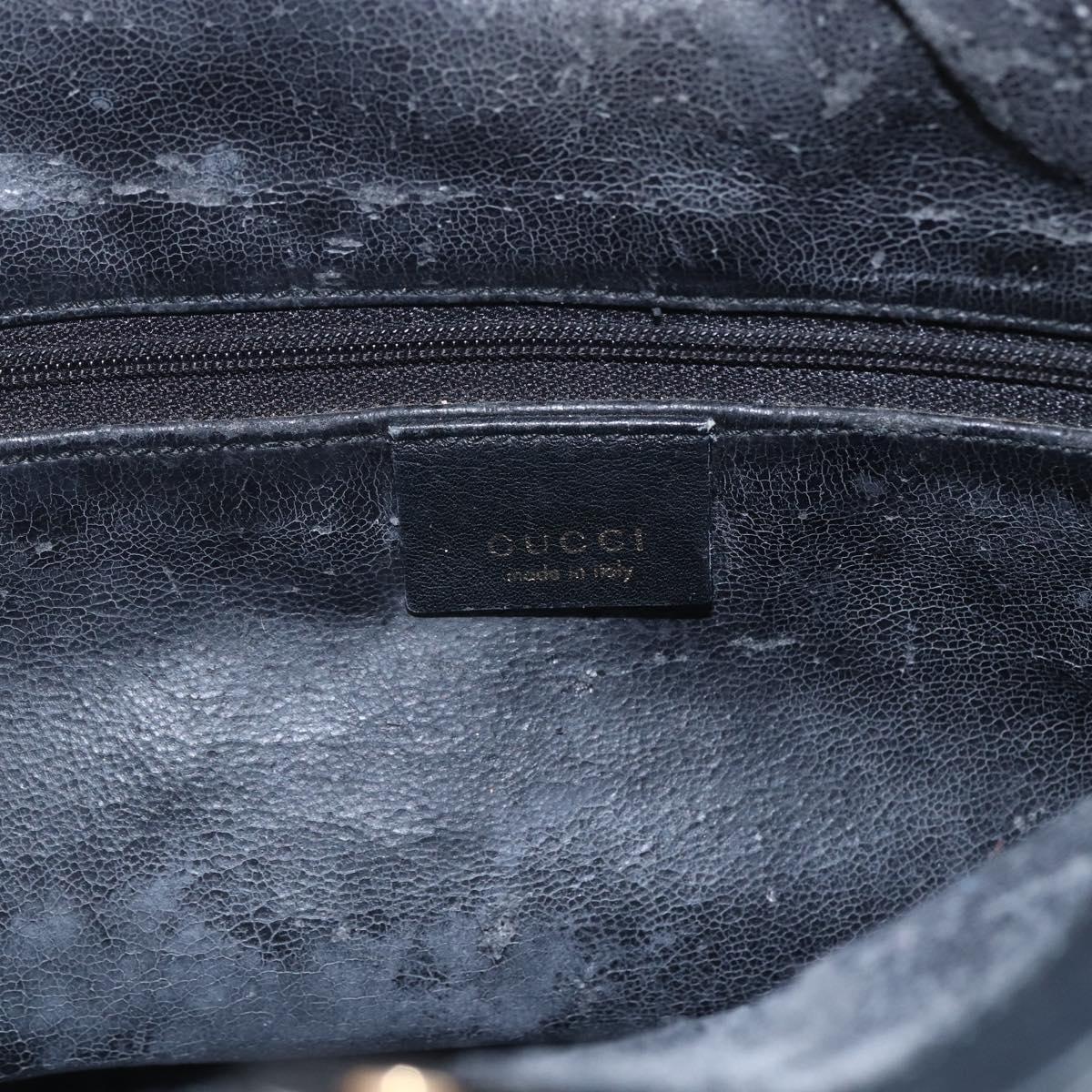 GUCCI Bamboo Hand Bag Leather 2way Black Gold 001 1633 Auth 156256