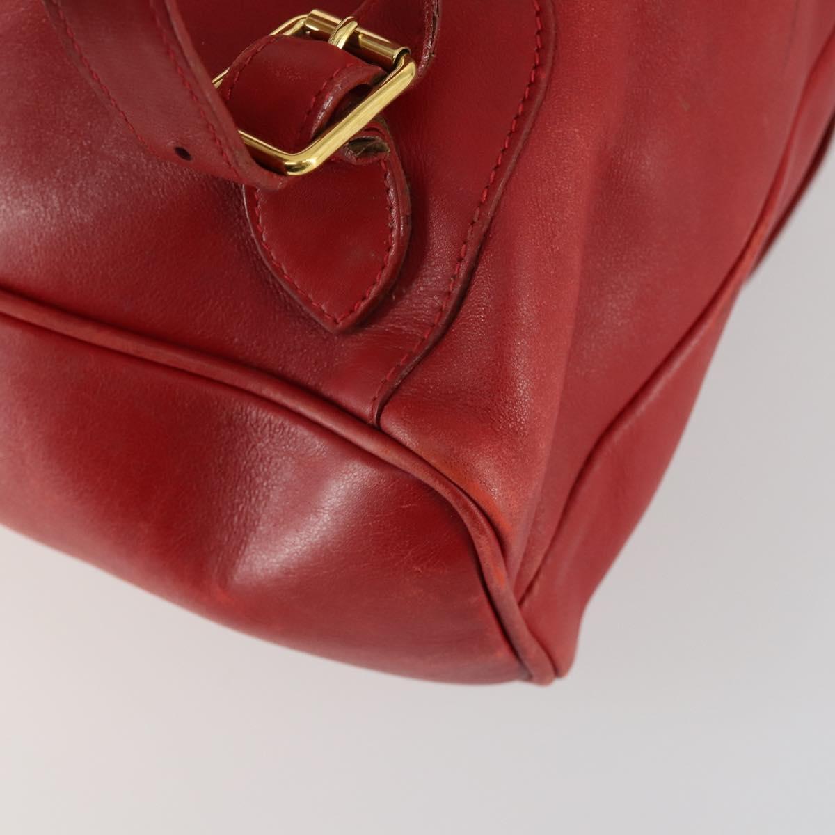 GUCCI Bamboo Backpack Leather Red Gold 003 2058 0016 Auth 156257