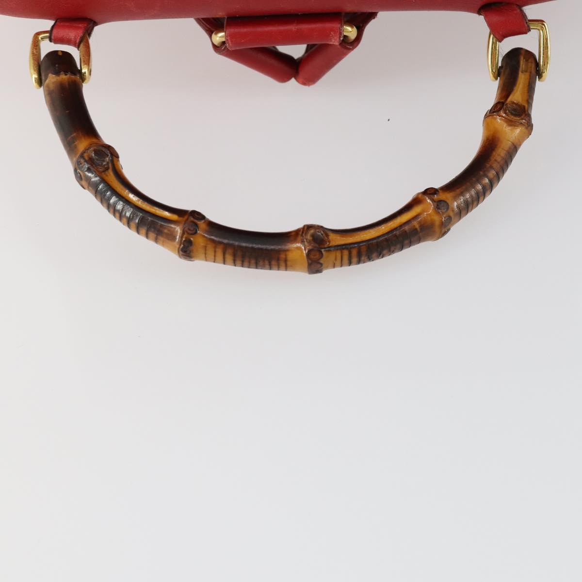 GUCCI Bamboo Backpack Leather Red Gold 003 2058 0016 Auth 156257