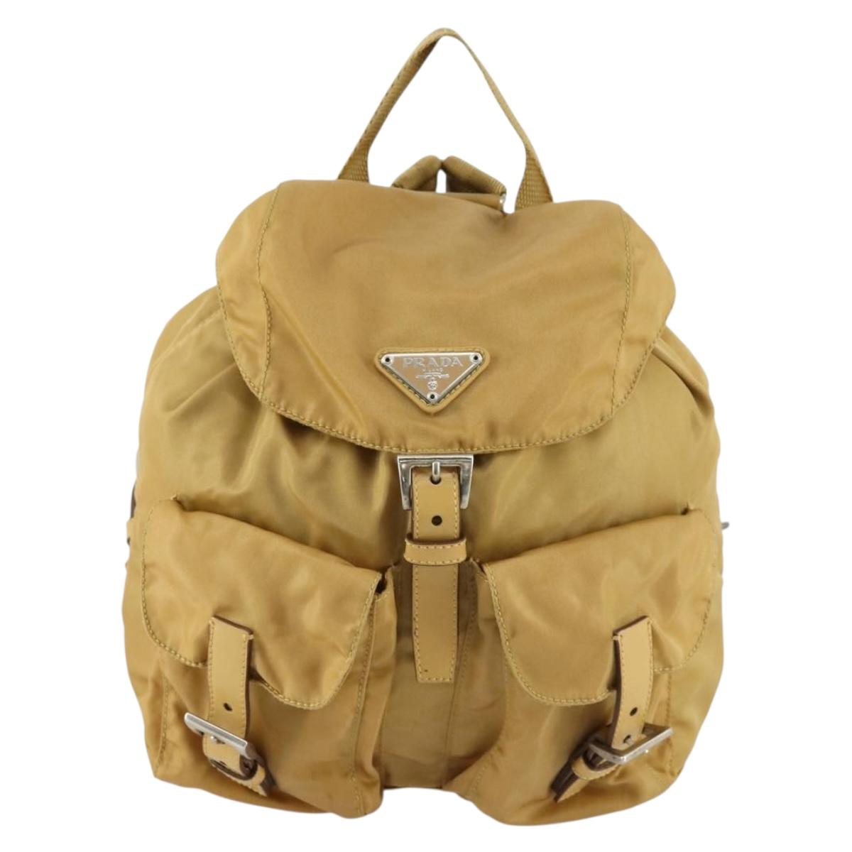 PRADA Backpack Nylon Brown Silver Auth 156266