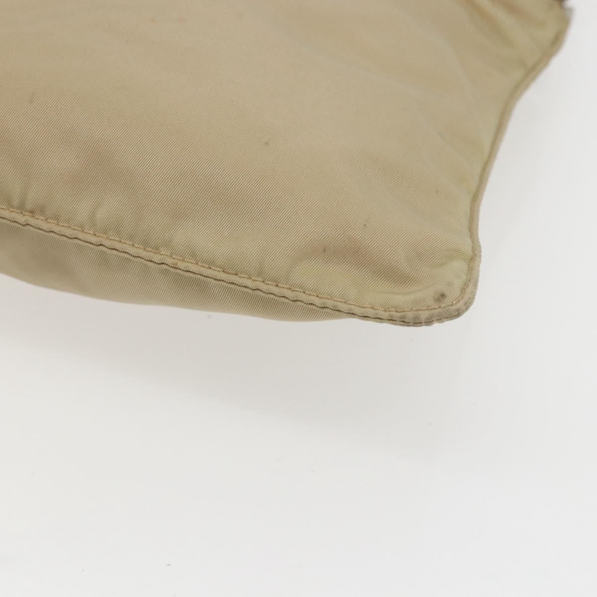 PRADA Shoulder Bag Nylon Beige Silver Auth 156267